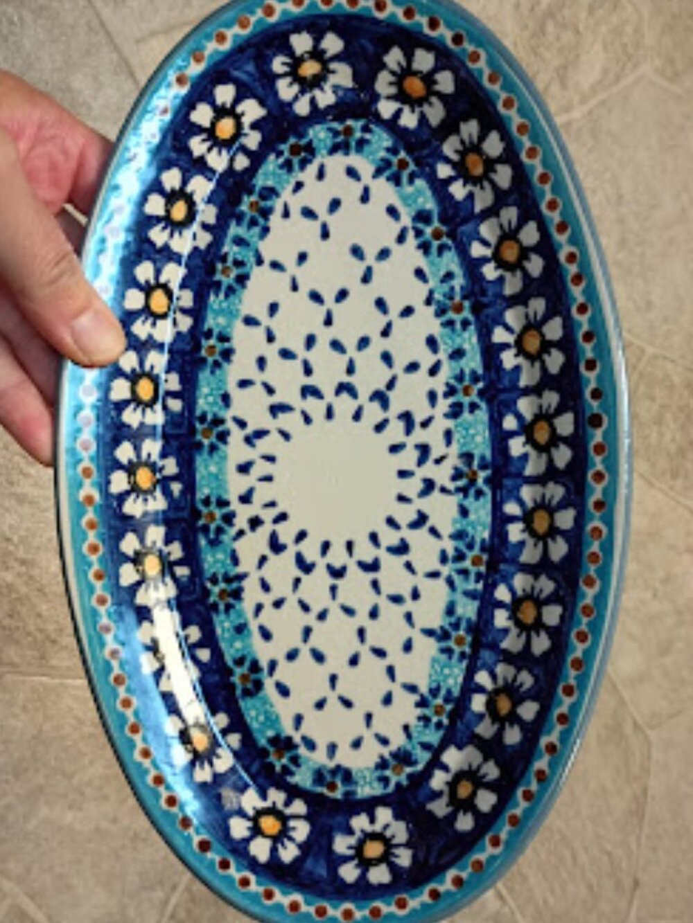 Polish Pottery Oval Serving Platter
